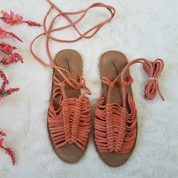 Seychelles Distant Shores Wrap Sandals in Coral Suede - Picture 2 of 10